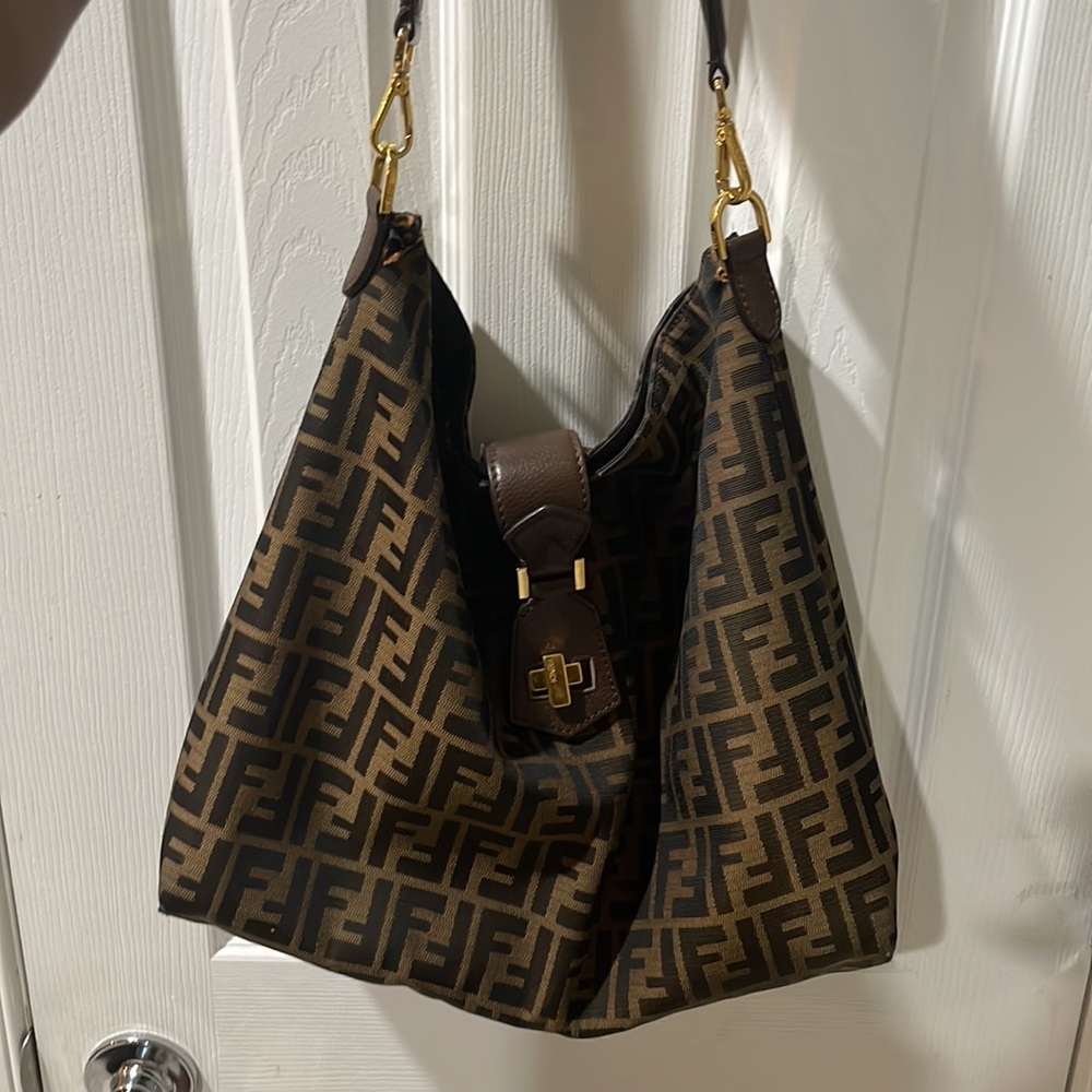 Fendi Zucca Small Hobo Bag 12x15 size